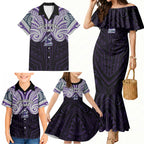 Custom Melbourne Storm Family Matching Mermaid Dress and Hawaiian Shirt Lightning Warrior Polynesia Islander Rugby Mascot