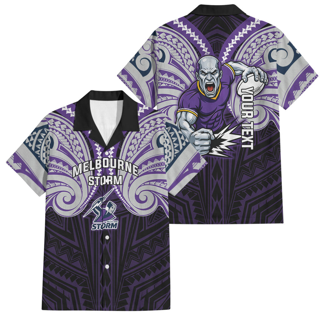 Custom Melbourne Storm Family Matching Mermaid Dress and Hawaiian Shirt Lightning Warrior Polynesia Islander Rugby Mascot