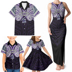 Custom Melbourne Storm Family Matching Tank Maxi Dress and Hawaiian Shirt Lightning Warrior Polynesia Islander Rugby Mascot