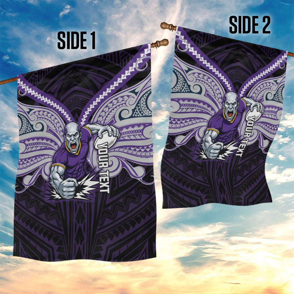 Custom Melbourne Storm Garden Flag Lightning Warrior Polynesia Islander Rugby Mascot