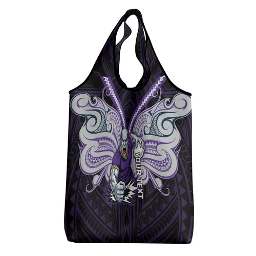 Custom Melbourne Storm Grocery Bag Lightning Warrior Polynesia Islander Rugby Mascot