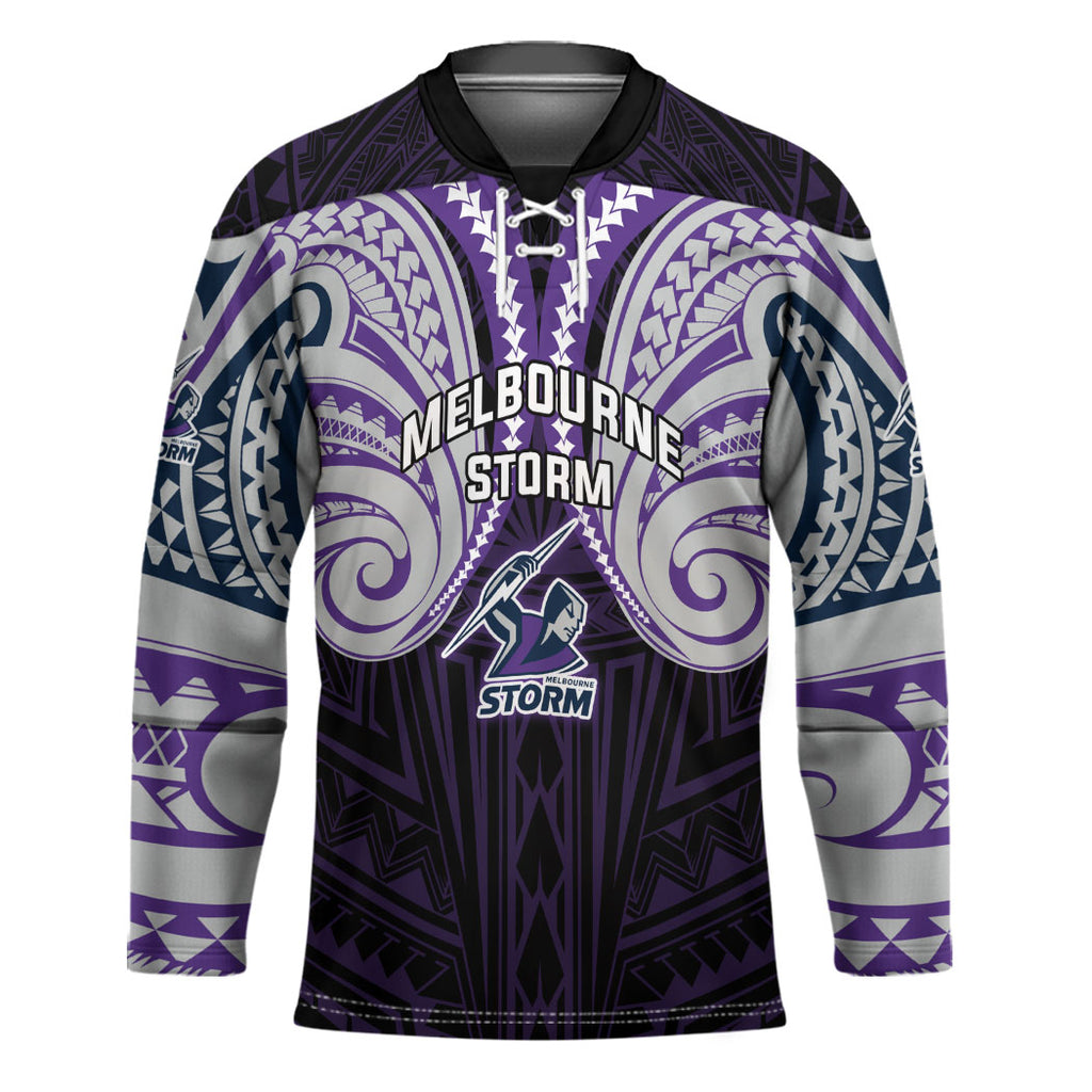 Custom Melbourne Storm Hockey Jersey Lightning Warrior Polynesia Islander Rugby Mascot