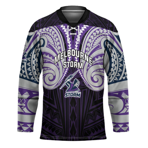 Custom Melbourne Storm Hockey Jersey Lightning Warrior Polynesia Islander Rugby Mascot