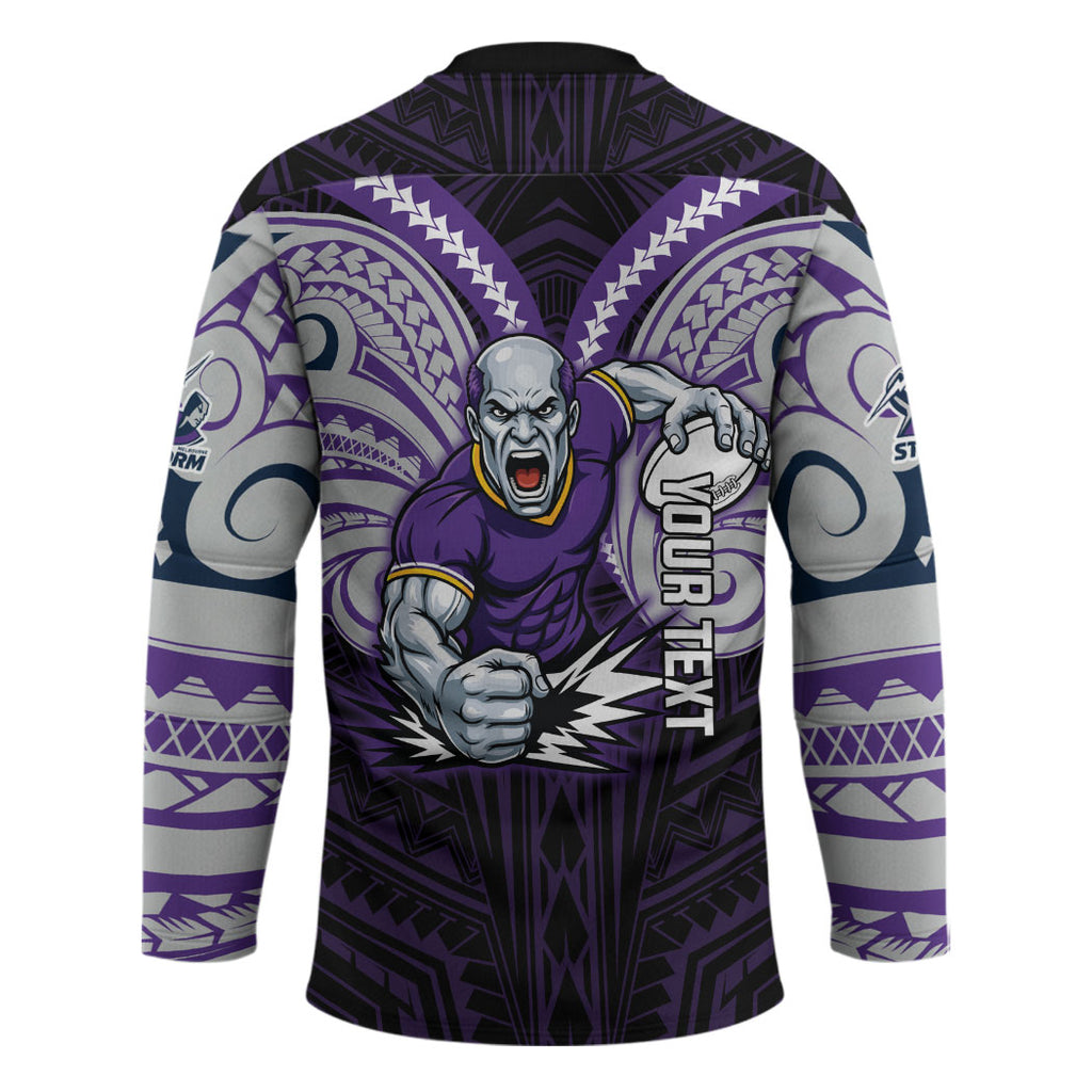 Custom Melbourne Storm Hockey Jersey Lightning Warrior Polynesia Islander Rugby Mascot