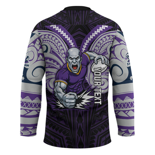 Custom Melbourne Storm Hockey Jersey Lightning Warrior Polynesia Islander Rugby Mascot