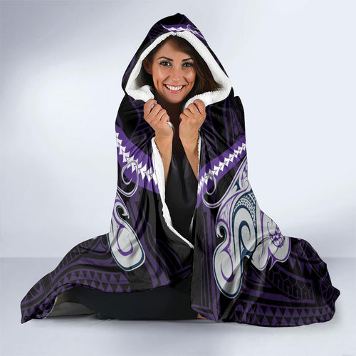 Custom Melbourne Storm Hooded Blanket Lightning Warrior Polynesia Islander Rugby Mascot