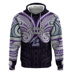 Custom Melbourne Storm Hoodie Lightning Warrior Polynesia Islander Rugby Mascot