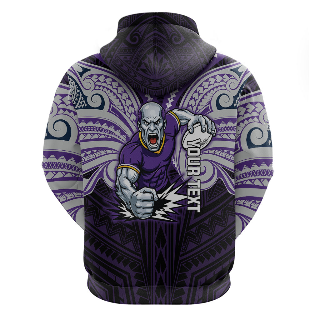 Custom Melbourne Storm Hoodie Lightning Warrior Polynesia Islander Rugby Mascot