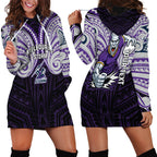 Custom Melbourne Storm Hoodie Dress Lightning Warrior Polynesia Islander Rugby Mascot