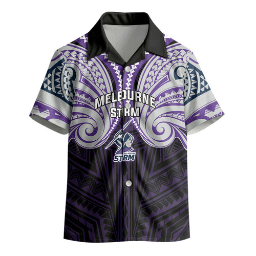 Custom Melbourne Storm Kid Hawaiian Shirt Lightning Warrior Polynesia Islander Rugby Mascot