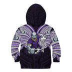 Custom Melbourne Storm Kid Hoodie Lightning Warrior Polynesia Islander Rugby Mascot
