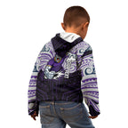 Custom Melbourne Storm Kid Hoodie Lightning Warrior Polynesia Islander Rugby Mascot