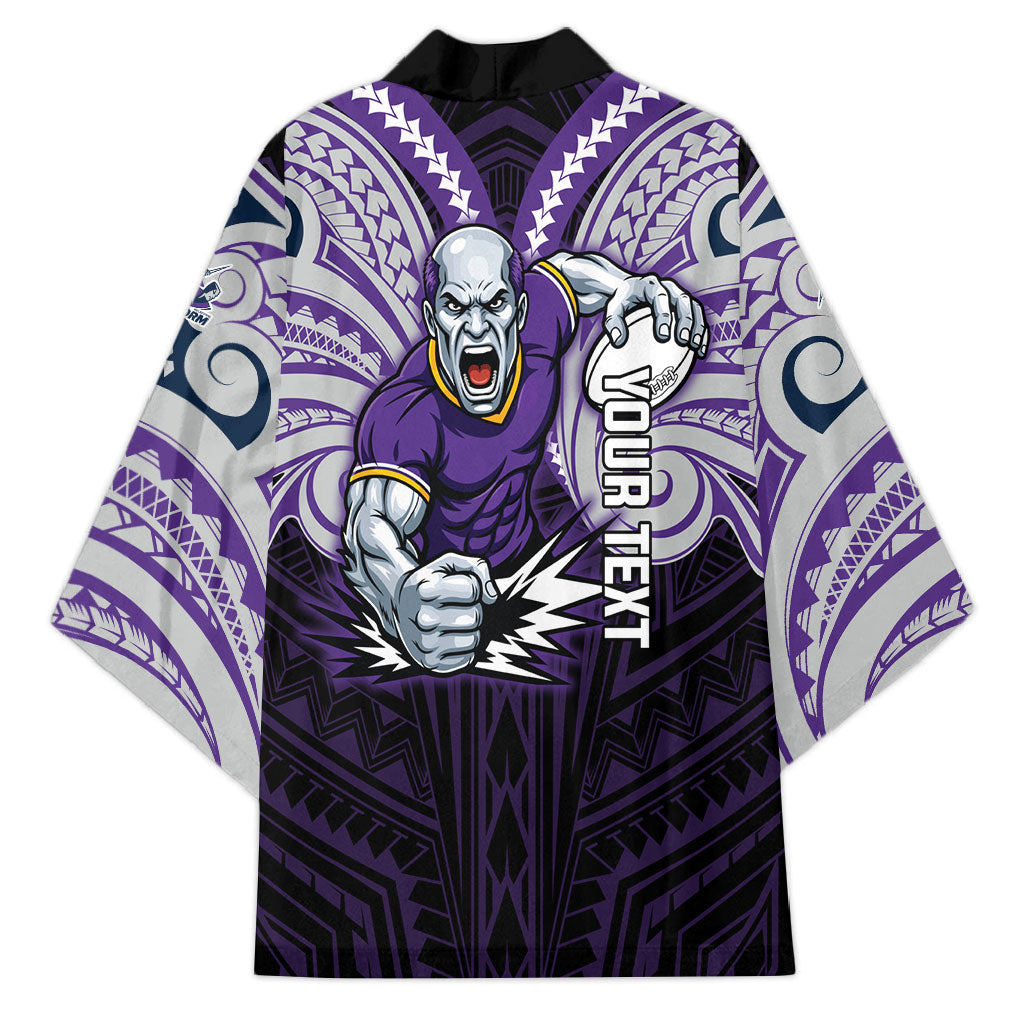 Custom Melbourne Storm Kimono Lightning Warrior Polynesia Islander Rugby Mascot