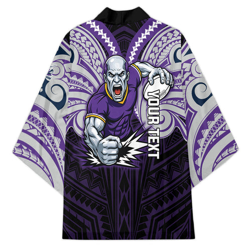 Custom Melbourne Storm Kimono Lightning Warrior Polynesia Islander Rugby Mascot