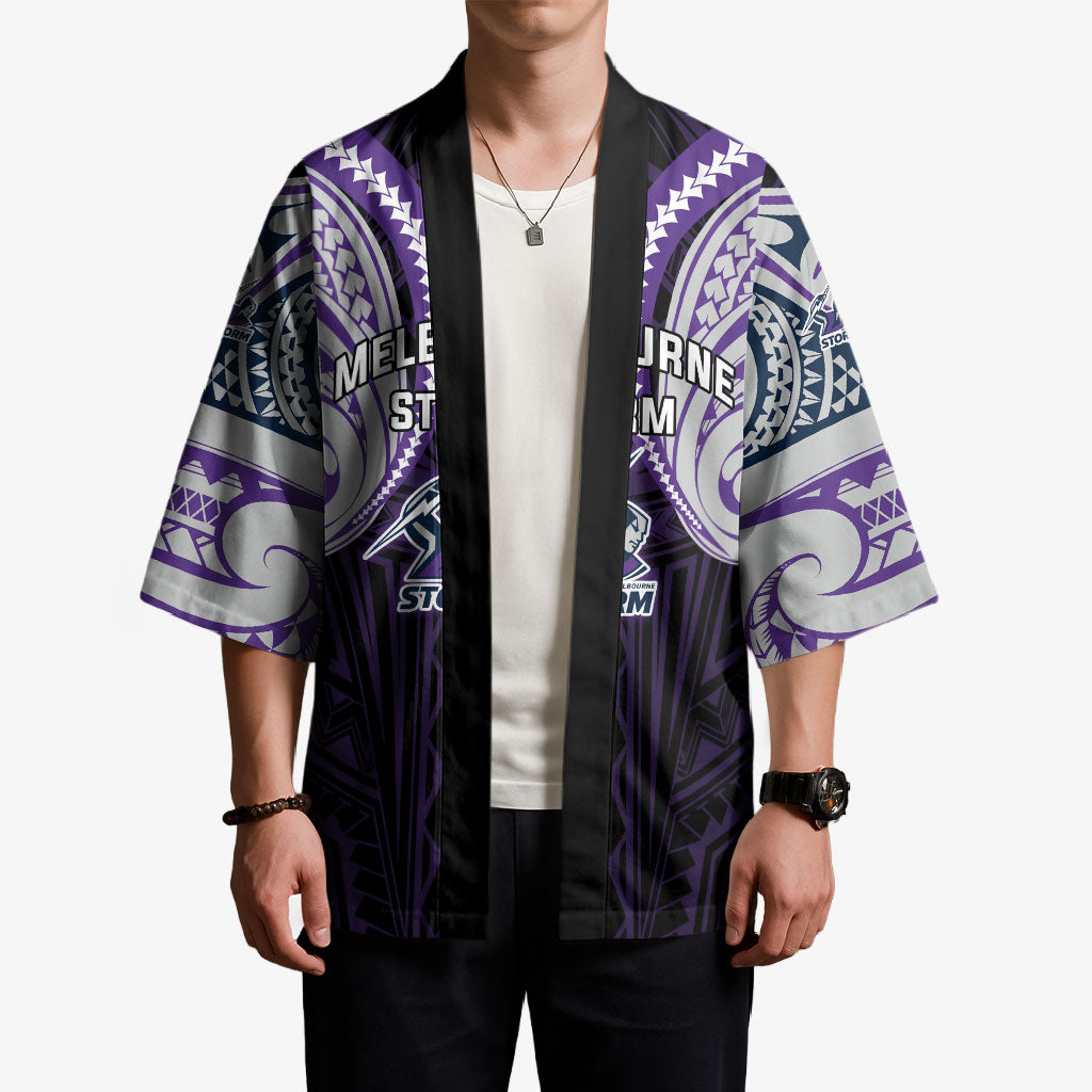 Custom Melbourne Storm Kimono Lightning Warrior Polynesia Islander Rugby Mascot