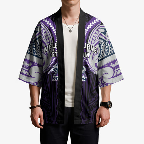 Custom Melbourne Storm Kimono Lightning Warrior Polynesia Islander Rugby Mascot