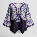 Custom Melbourne Storm Kimono Sleeve Blouse Lightning Warrior Polynesia Islander Rugby Mascot