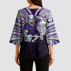 Custom Melbourne Storm Kimono Sleeve Blouse Lightning Warrior Polynesia Islander Rugby Mascot