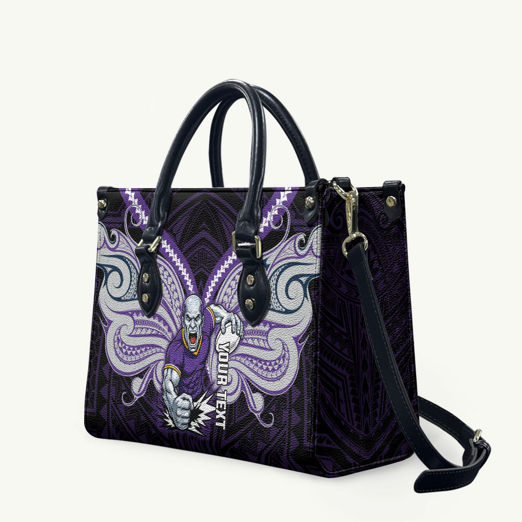 Custom Melbourne Storm Leather Bag Lightning Warrior Polynesia Islander Rugby Mascot