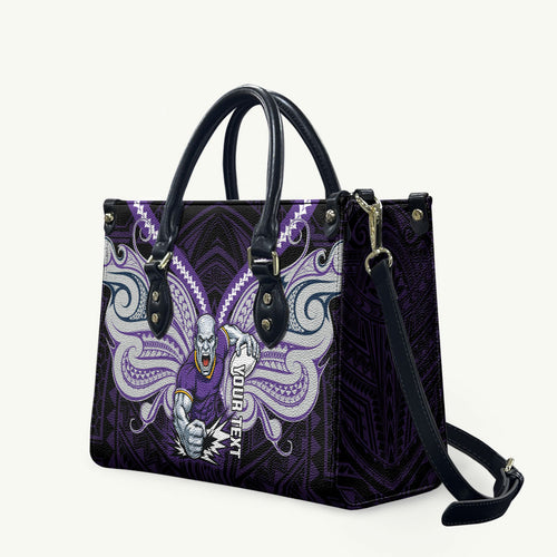 Custom Melbourne Storm Leather Bag Lightning Warrior Polynesia Islander Rugby Mascot