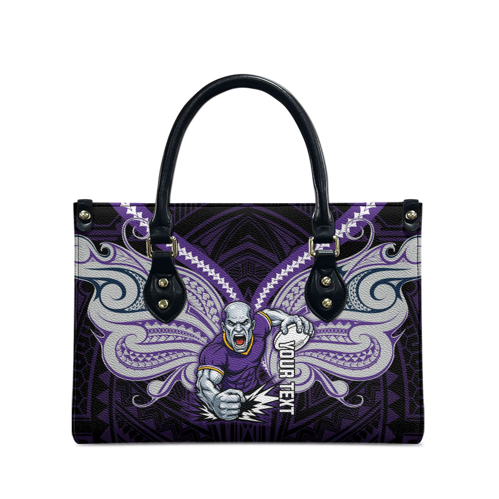 Custom Melbourne Storm Leather Bag Lightning Warrior Polynesia Islander Rugby Mascot