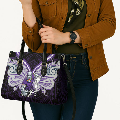 Custom Melbourne Storm Leather Bag Lightning Warrior Polynesia Islander Rugby Mascot