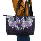 Custom Melbourne Storm Leather Tote Bag Lightning Warrior Polynesia Islander Rugby Mascot