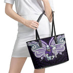 Custom Melbourne Storm Leather Tote Bag Lightning Warrior Polynesia Islander Rugby Mascot