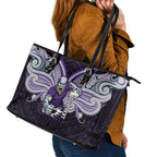 Custom Melbourne Storm Leather Tote Bag Lightning Warrior Polynesia Islander Rugby Mascot