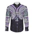 Custom Melbourne Storm Long Sleeve Button Shirt Lightning Warrior Polynesia Islander Rugby Mascot