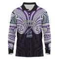 Custom Melbourne Storm Long Sleeve Polo Shirt Lightning Warrior Polynesia Islander Rugby Mascot