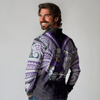 Custom Melbourne Storm Long Sleeve Polo Shirt Lightning Warrior Polynesia Islander Rugby Mascot
