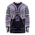 Custom Melbourne Storm Long Sleeve Shirt Lightning Warrior Polynesia Islander Rugby Mascot