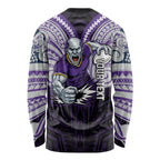 Custom Melbourne Storm Long Sleeve Shirt Lightning Warrior Polynesia Islander Rugby Mascot