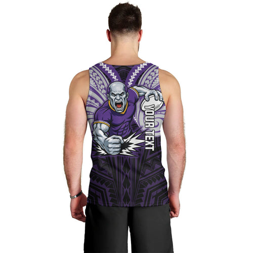 Custom Melbourne Storm Men Tank Top Lightning Warrior Polynesia Islander Rugby Mascot