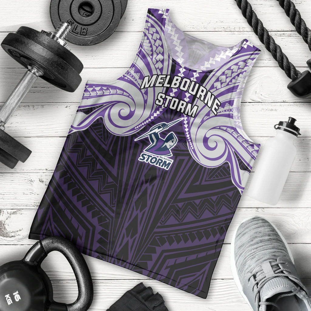 Custom Melbourne Storm Men Tank Top Lightning Warrior Polynesia Islander Rugby Mascot