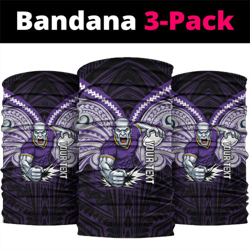 Custom Melbourne Storm Neck Gaiter Lightning Warrior Polynesia Islander Rugby Mascot
