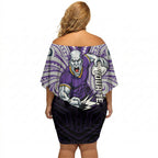 Custom Melbourne Storm Off Shoulder Short Dress Lightning Warrior Polynesia Islander Rugby Mascot