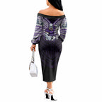 Custom Melbourne Storm Off The Shoulder Long Sleeve Dress Lightning Warrior Polynesia Islander Rugby Mascot