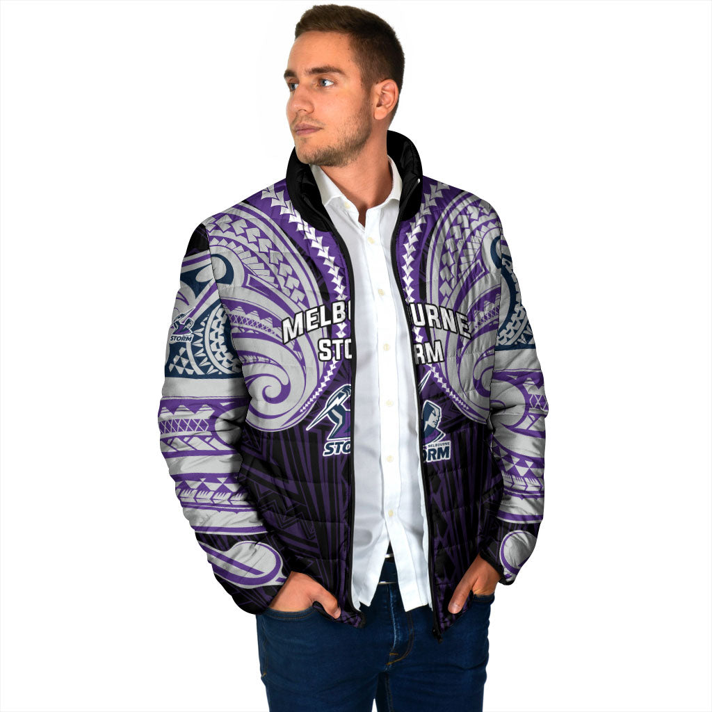 Custom Melbourne Storm Padded Jacket Lightning Warrior Polynesia Islander Rugby Mascot