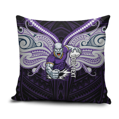 Custom Melbourne Storm Pillow Cover Lightning Warrior Polynesia Islander Rugby Mascot