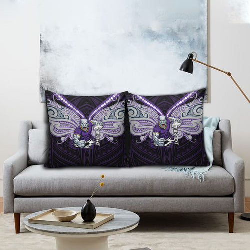 Custom Melbourne Storm Pillow Cover Lightning Warrior Polynesia Islander Rugby Mascot