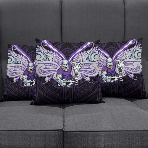 Custom Melbourne Storm Pillow Cover Lightning Warrior Polynesia Islander Rugby Mascot