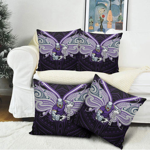 Custom Melbourne Storm Pillow Cover Lightning Warrior Polynesia Islander Rugby Mascot