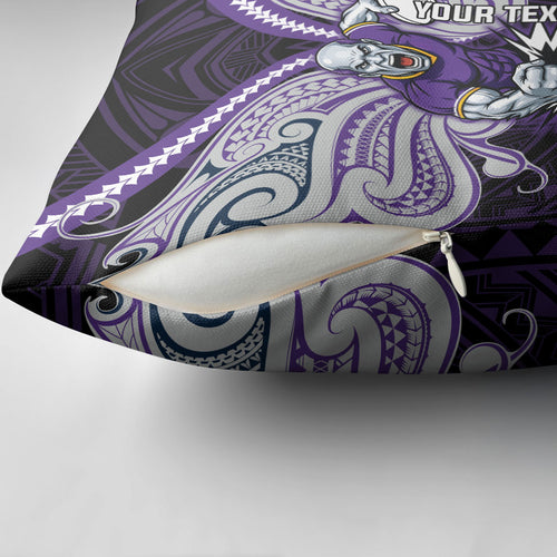 Custom Melbourne Storm Pillow Cover Lightning Warrior Polynesia Islander Rugby Mascot