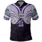 Custom Melbourne Storm Polo Shirt Lightning Warrior Polynesia Islander Rugby Mascot