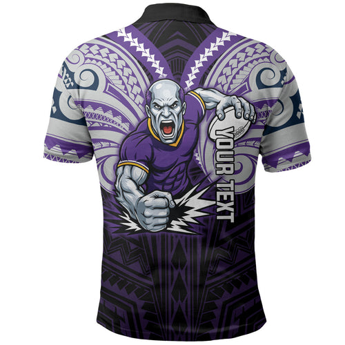 Custom Melbourne Storm Polo Shirt Lightning Warrior Polynesia Islander Rugby Mascot