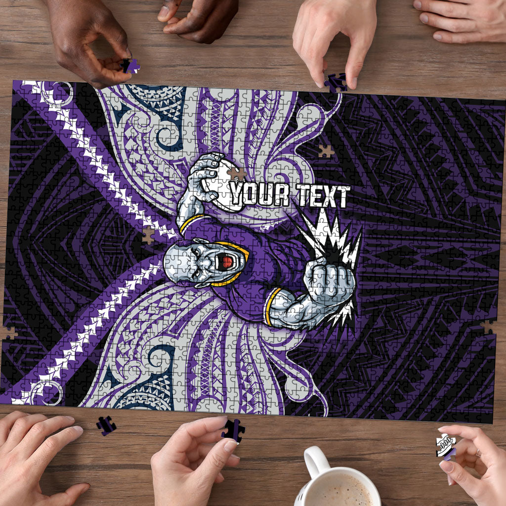 Custom Melbourne Storm Puzzle Lightning Warrior Polynesia Islander Rugby Mascot