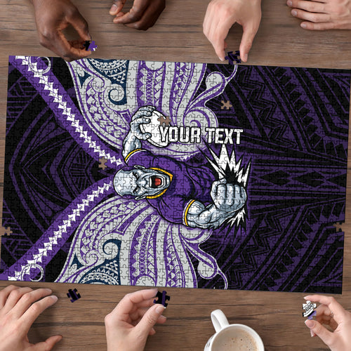 Custom Melbourne Storm Puzzle Lightning Warrior Polynesia Islander Rugby Mascot