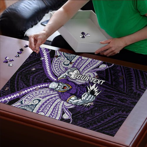 Custom Melbourne Storm Puzzle Lightning Warrior Polynesia Islander Rugby Mascot